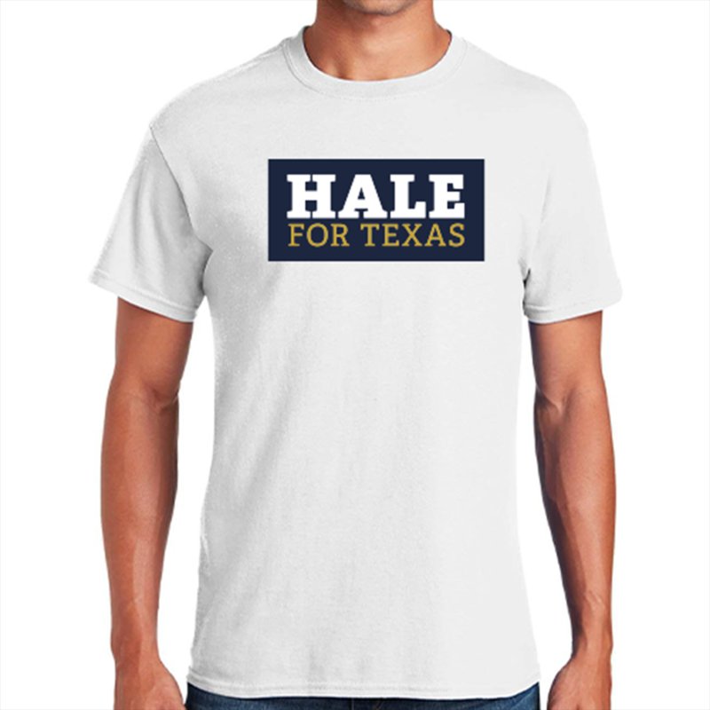 Hale for Texas White Cotton T-Shirt — Stacked Logo
